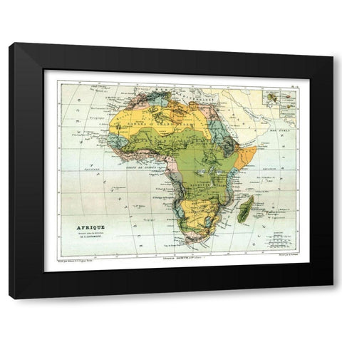 Political Africa - Cortambert 1880 Black Modern Wood Framed Art Print with Double Matting by Cortambert