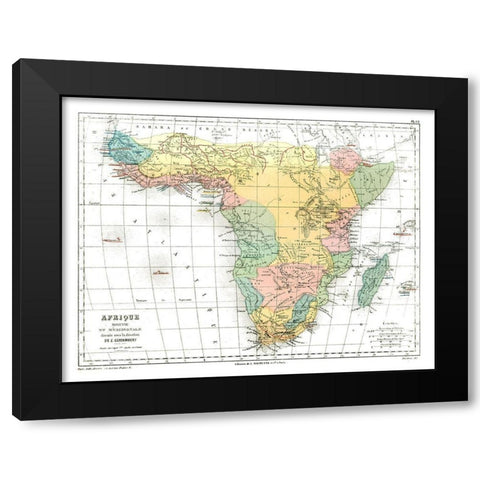 Africa - Cortambert 1880 Black Modern Wood Framed Art Print with Double Matting by Cortambert