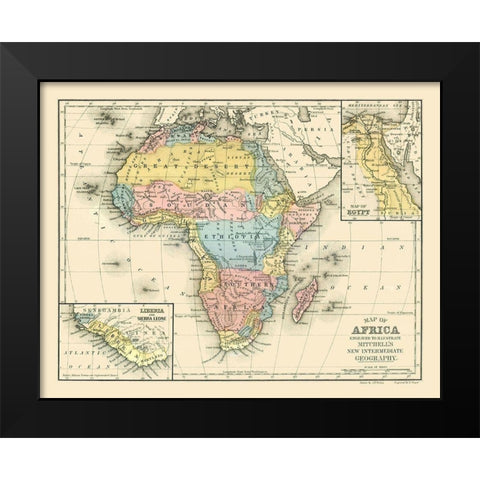 Africa - Mitchell 1869 Black Modern Wood Framed Art Print by Mitchell