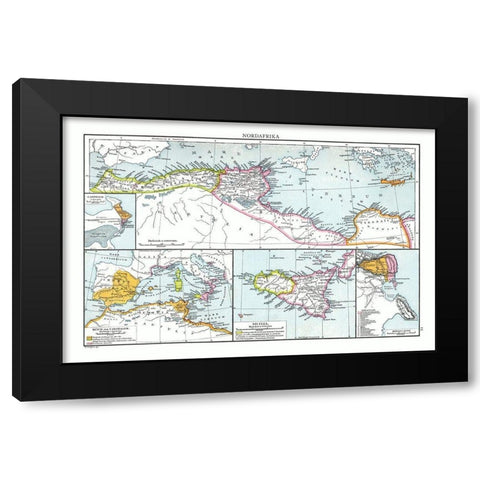 North Africa - Droysen 1886 Black Modern Wood Framed Art Print with Double Matting by Droysen
