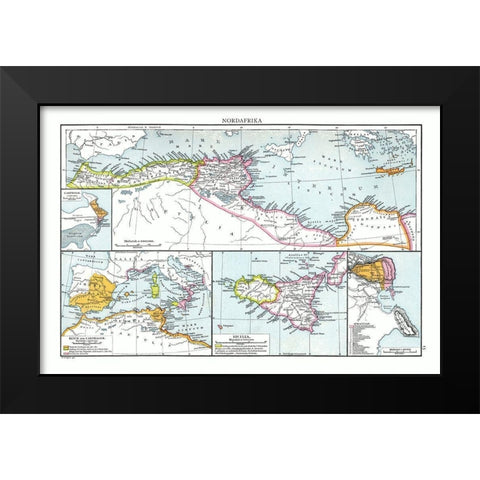 North Africa - Droysen 1886 Black Modern Wood Framed Art Print by Droysen