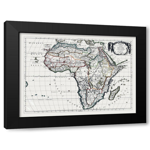 Africa - Sanson 1641 Black Modern Wood Framed Art Print with Double Matting by Sanson