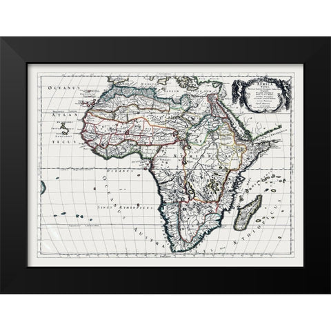 Africa - Sanson 1641 Black Modern Wood Framed Art Print by Sanson
