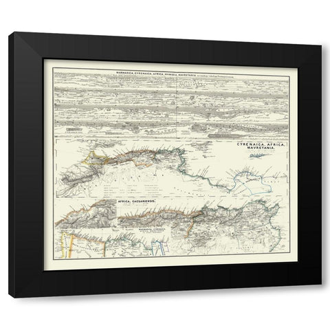 Cyrenaica Numidia Mauretania Africa - Spruner 1865 Black Modern Wood Framed Art Print with Double Matting by Spruner