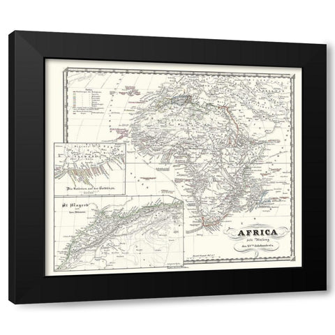 Africa 15th Century - Spruner 1855 Black Modern Wood Framed Art Print with Double Matting by Spruner