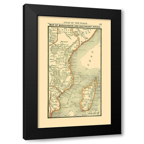 Madagascar South East Africa - Alden 1886 Black Modern Wood Framed Art Print by Alden