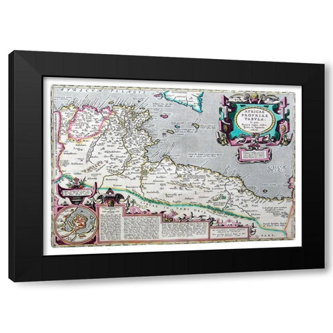 Ancient Africa - Ortelius 1570 Black Modern Wood Framed Art Print by Ortelius