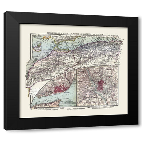 Northwest Africa Spain Portugal - Perthes 1921 Black Modern Wood Framed Art Print with Double Matting by Perthes