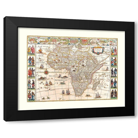Africa - Blaeu 1630 Black Modern Wood Framed Art Print by Blaeu