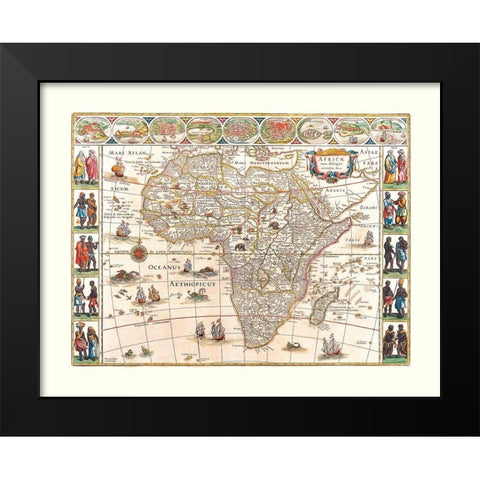 Africa - Blaeu 1630 Black Modern Wood Framed Art Print by Blaeu