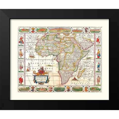 Africa - Visscher Black Modern Wood Framed Art Print by Visscher