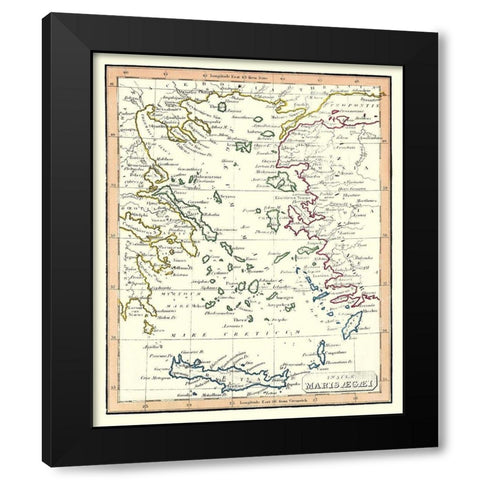 Aegean Islands Europe - Fenner 1830 Black Modern Wood Framed Art Print by Fenner