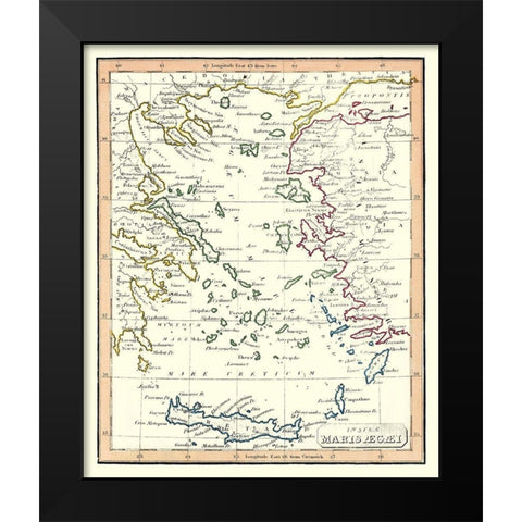 Aegean Islands Europe - Fenner 1830 Black Modern Wood Framed Art Print by Fenner