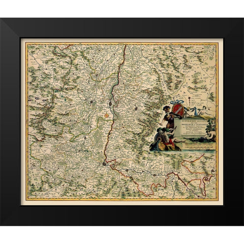 Alsace Region France - Visscher 1681 Black Modern Wood Framed Art Print by Visscher