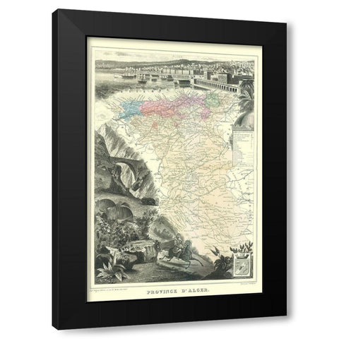 Algeria - Migeon 1869 Black Modern Wood Framed Art Print with Double Matting by Migeon