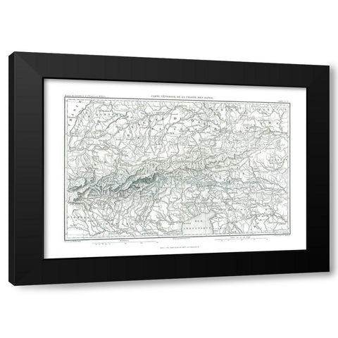 Alps Europe - Thiers 1866 Black Modern Wood Framed Art Print with Double Matting by Thiers