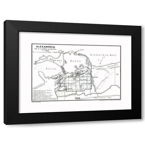 Alexandria 3 to 5 BC Egypt - Baedeker 1913 Black Modern Wood Framed Art Print with Double Matting by Baedeker