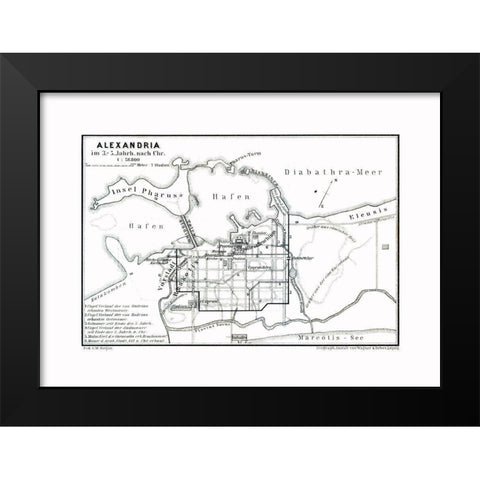 Alexandria 3 to 5 BC Egypt - Baedeker 1913 Black Modern Wood Framed Art Print by Baedeker