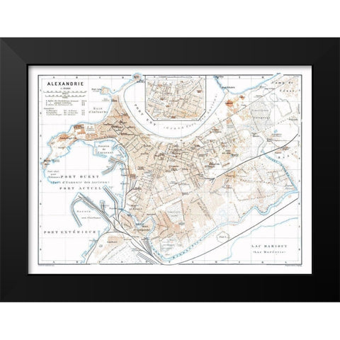 Alexandria Egypt - Baedeker 1913 Black Modern Wood Framed Art Print by Baedeker