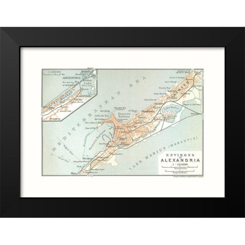 Alexandria Environs Egypt - Baedeker 1913 Black Modern Wood Framed Art Print by Baedeker