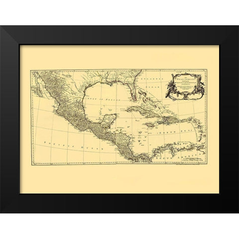 Americas Caribbean Gulf of Mexico - Jefferys 1760 Black Modern Wood Framed Art Print by Jefferys