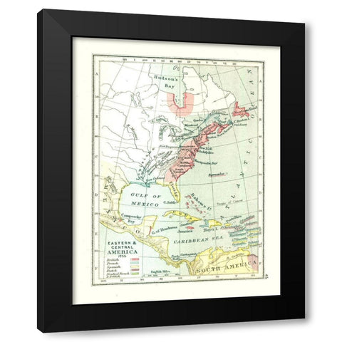 Eastern Central America - Gardiner 1755 Black Modern Wood Framed Art Print with Double Matting by Gardiner