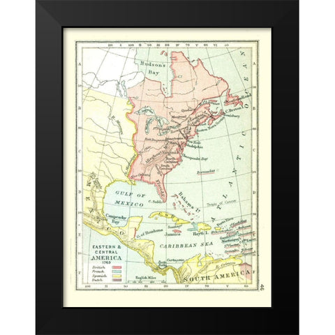 Eastern Central America - Gardiner 1763 Black Modern Wood Framed Art Print by Gardiner