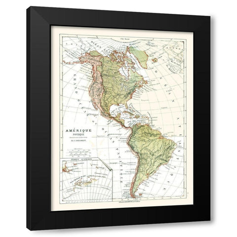 Physical of America - Cortambert 1880 Black Modern Wood Framed Art Print with Double Matting by Cortambert