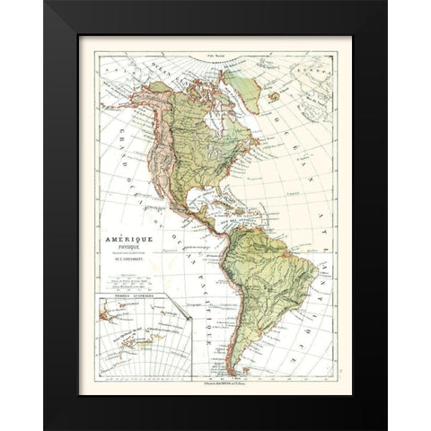 Physical of America - Cortambert 1880 Black Modern Wood Framed Art Print by Cortambert