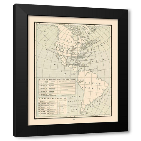 Explorers of Americas - Cram 1892 Black Modern Wood Framed Art Print with Double Matting by Cram