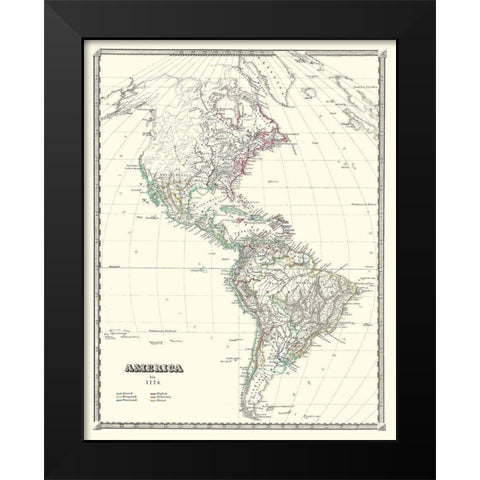 America - Spruner 1776 Black Modern Wood Framed Art Print by Spruner