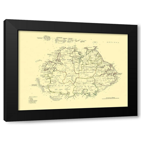 Antigua - Jefferys 1775 Black Modern Wood Framed Art Print by Jefferys