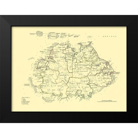 Antigua - Jefferys 1775 Black Modern Wood Framed Art Print by Jefferys