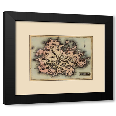 Antigua - Lucas 1823 Black Modern Wood Framed Art Print with Double Matting by Lucas