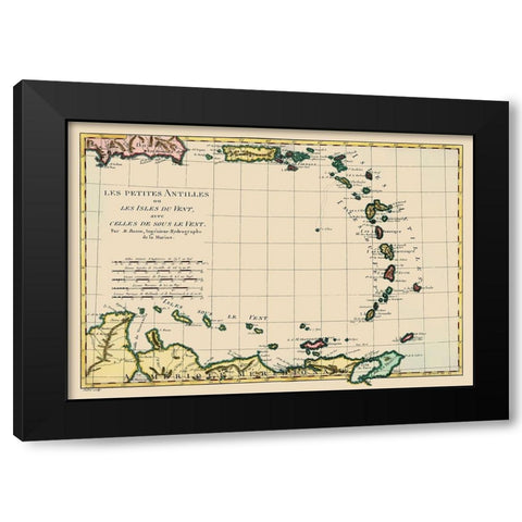 Antilles - Bonne 1787 Black Modern Wood Framed Art Print by Bonne