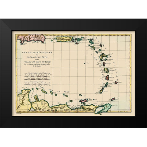 Antilles - Bonne 1787 Black Modern Wood Framed Art Print by Bonne