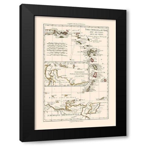 Lesser Antilles - Santini 1794  Black Modern Wood Framed Art Print with Double Matting by Santini