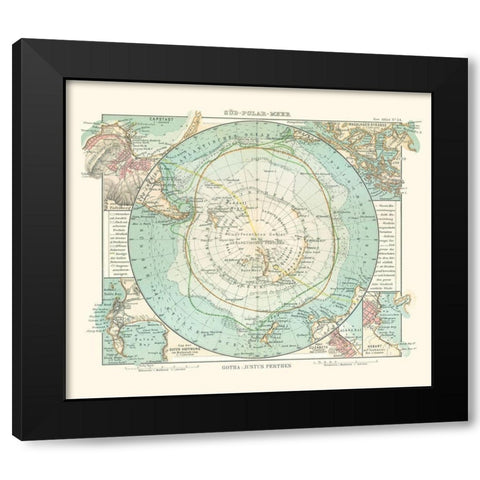 Antarctic Ocean - Perthes 1914 Black Modern Wood Framed Art Print by Perthes