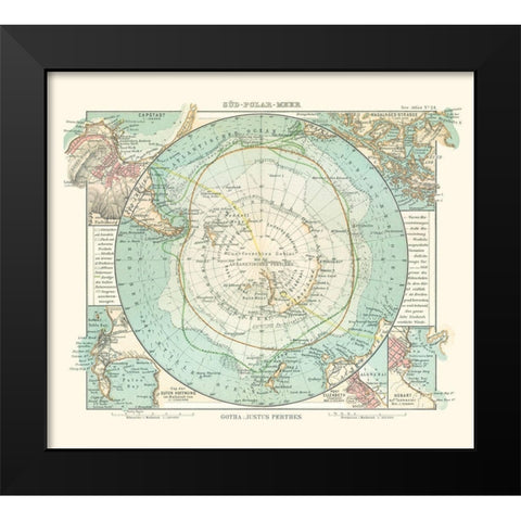 Antarctic Ocean - Perthes 1914 Black Modern Wood Framed Art Print by Perthes