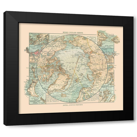 Arctic Ocean - Perthes 1914 Black Modern Wood Framed Art Print by Perthes