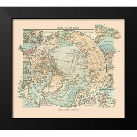 Arctic Ocean - Perthes 1914 Black Modern Wood Framed Art Print by Perthes