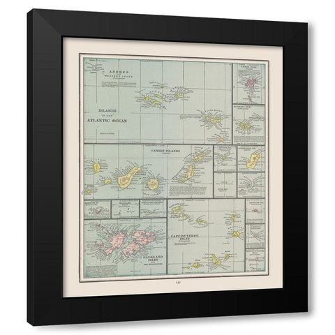 Islands of Atlantic Ocean - Cram 1892 Black Modern Wood Framed Art Print with Double Matting by Cram