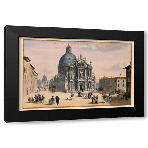 Apostles Guesthouse Rome Italy - Visscher 1681 Black Modern Wood Framed Art Print with Double Matting by Visscher