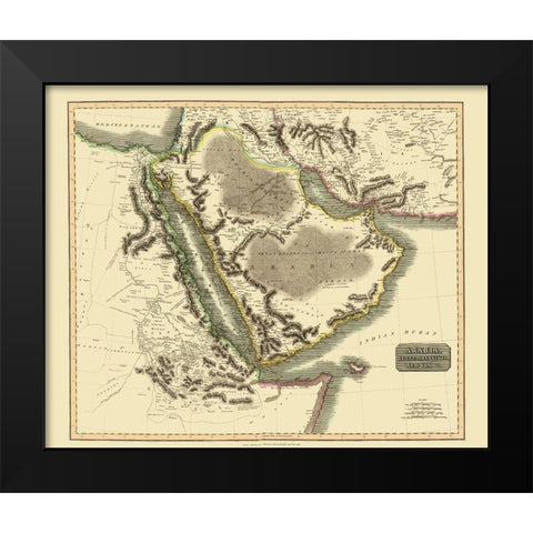 Arabian Peninsula Middle East - Thomson 1814 Black Modern Wood Framed Art Print by Thomson