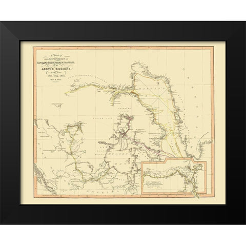 Arctic Region Discoveries Canada - Thomson 1822 Black Modern Wood Framed Art Print by Thomson