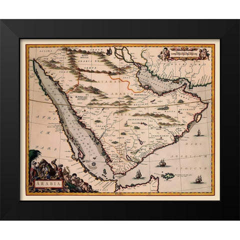 Arabian Peninsula Middle East - Blaeu 1662 Black Modern Wood Framed Art Print by Blaeu