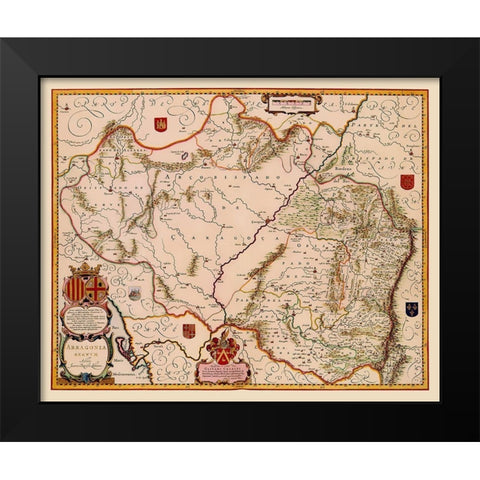 Aragon Spain - Blaeu 1638 Black Modern Wood Framed Art Print by Blaeu