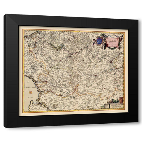 Artois Province France Belgium - Visscher 1681 Black Modern Wood Framed Art Print with Double Matting by Visscher