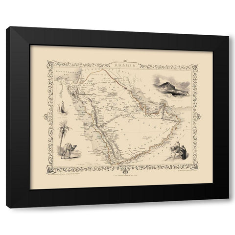 Arabian Peninsula Middle East - Tallis 1851 Black Modern Wood Framed Art Print with Double Matting by Tallis