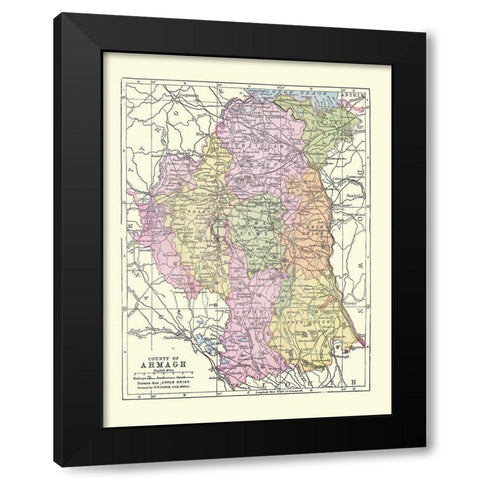 Argentina Chile - Stieler  1885 Black Modern Wood Framed Art Print with Double Matting by Stieler